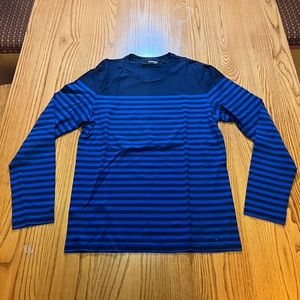 Murano Slim Fit Blue Striped Long Sleeve Tee